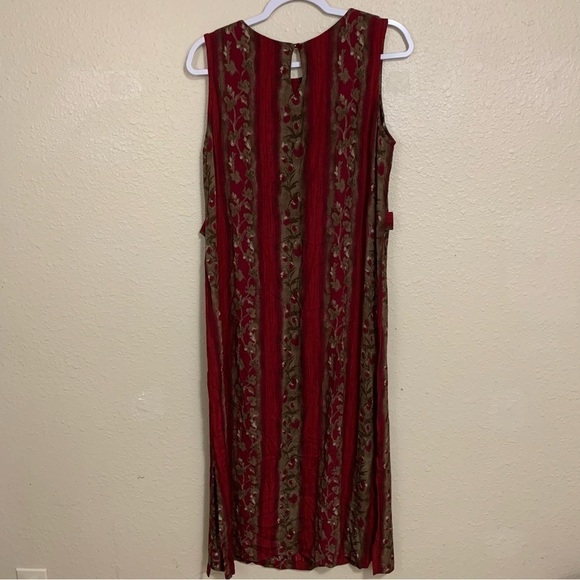 Sag Harbor Earthy Burgundy Green Midi Length Dress Size M Petite - Picture 6 of 6